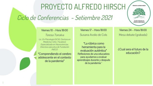 Proyecto Alfredo Hirsch - Ciclo de Conferencias - Septiembre 2021