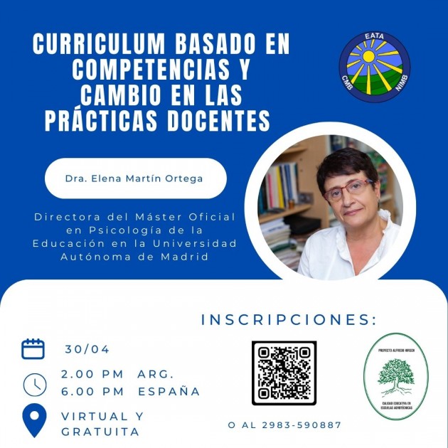 Innovación Educativa en la EATA. Invitación a la Charla virtual “Curriculum basado en competencias y cambio en las prácticas docentes” Innovación Educativa en la EATA. Invitación a la Charla virtual “Curriculum basado en competencias y cambio en las prácticas docentes”