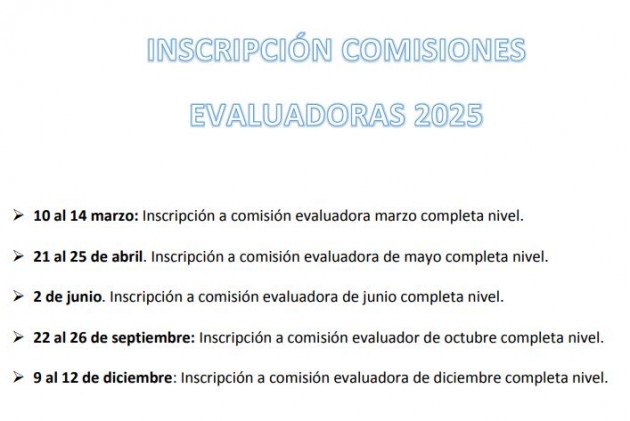 Inscripción Comisiones evaluadoras 2025 Inscripción Comisiones evaluadoras 2025