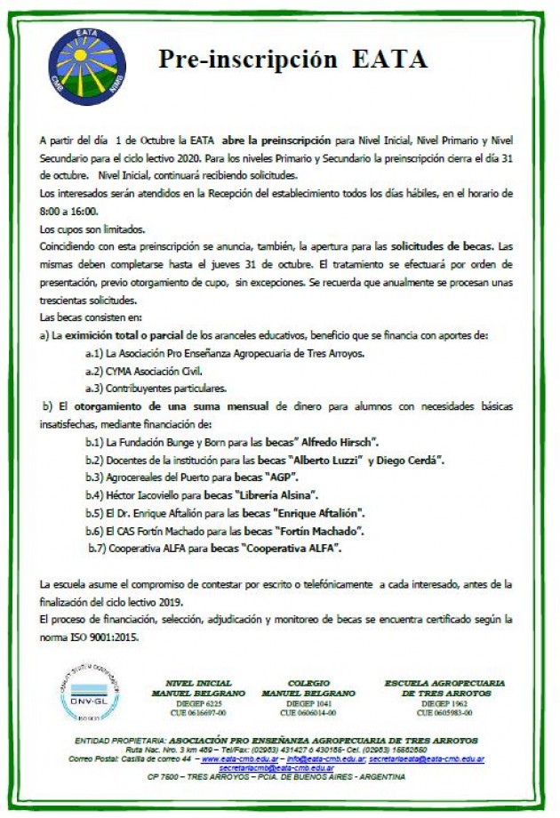 Pre-inscripción EATA Pre-inscripción EATA